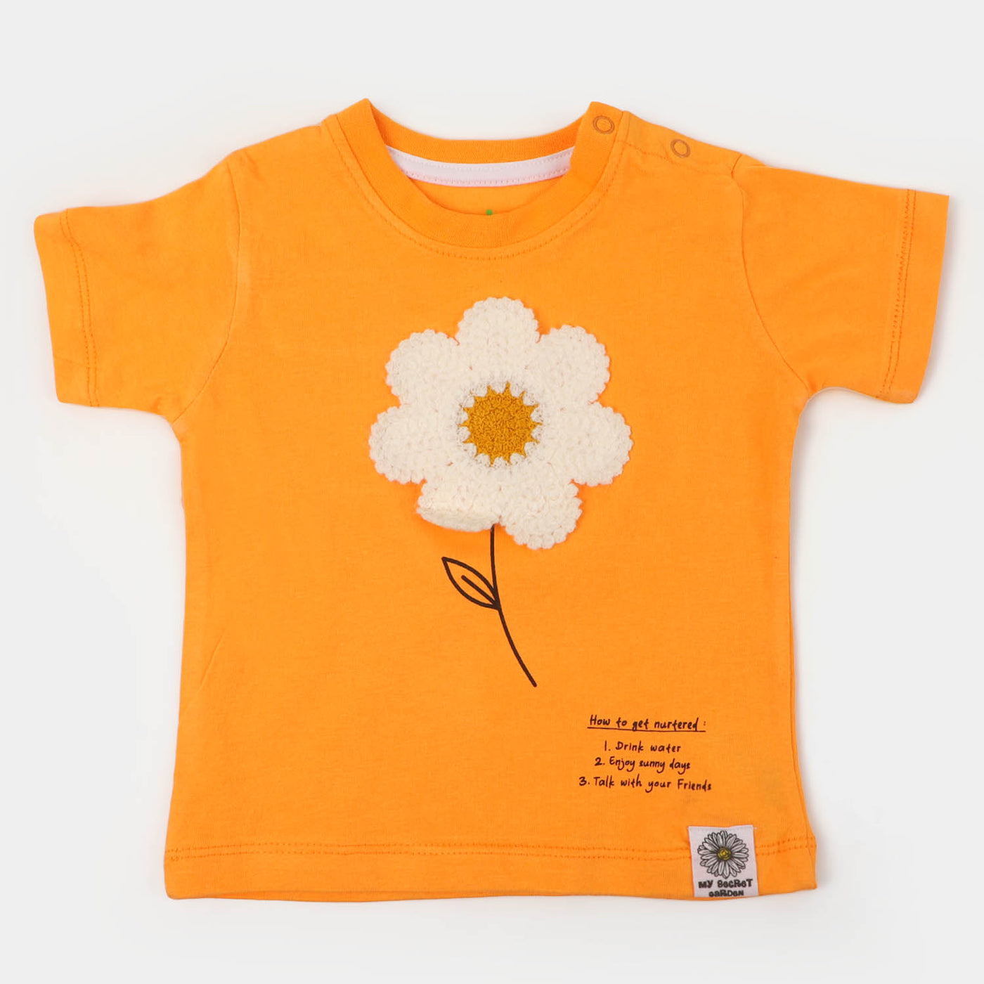 Infant Girls Cotton T-Shirt Flower 2 | Marigold