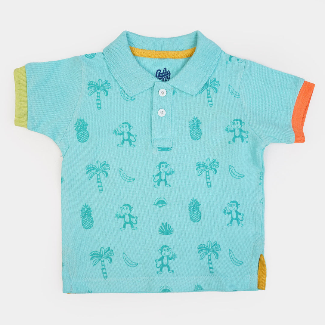 Infant Boys Cotton Polo Monkey - Blue