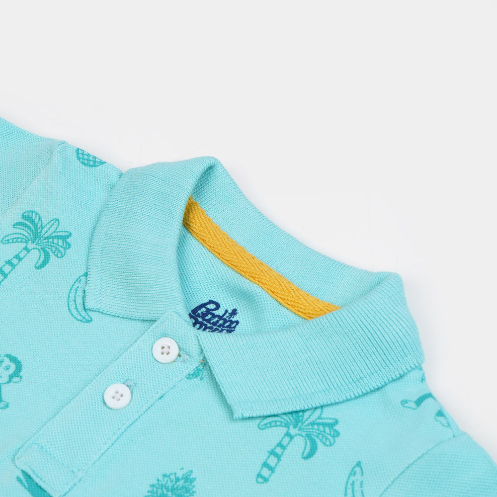 Infant Boys Cotton Polo Monkey - Blue