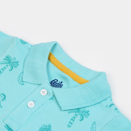 Infant Boys Cotton Polo Monkey - Blue