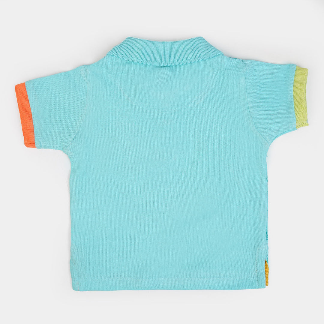 Infant Boys Cotton Polo Monkey - Blue