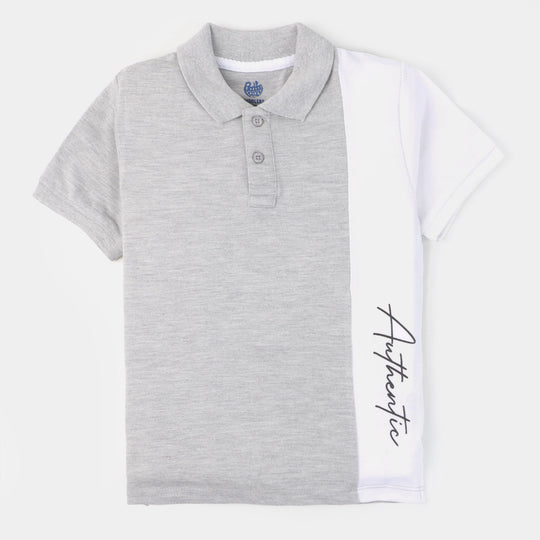 Boys Cotton Polo Authentic - Grey
