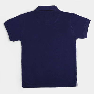 Boys Cotton Polo Basic - Navy Blue