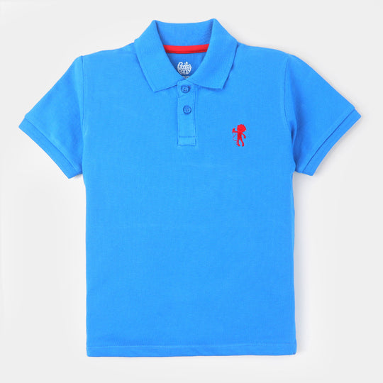 Boys Cotton Polo Basic - Blue