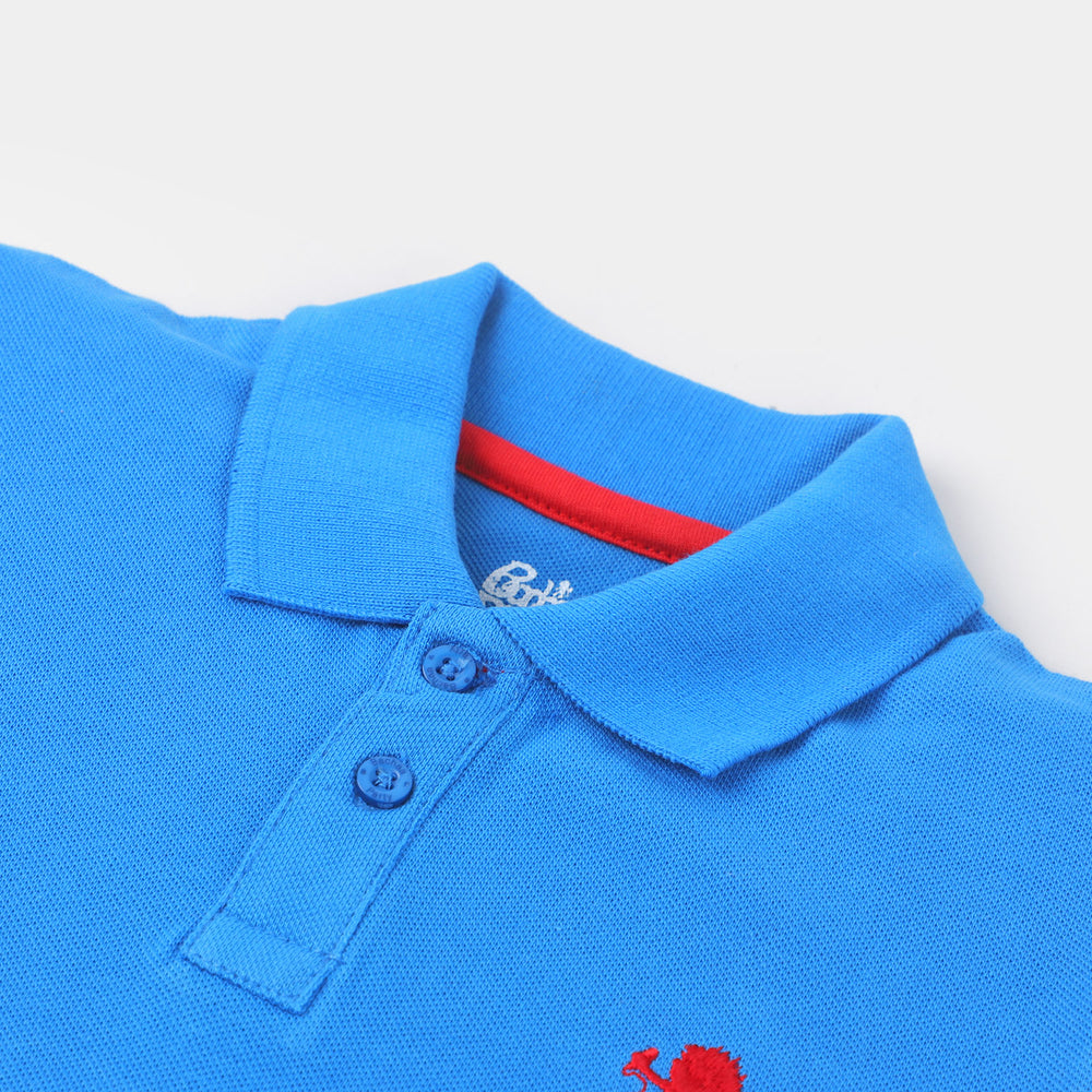 Boys Cotton Polo Basic - Blue