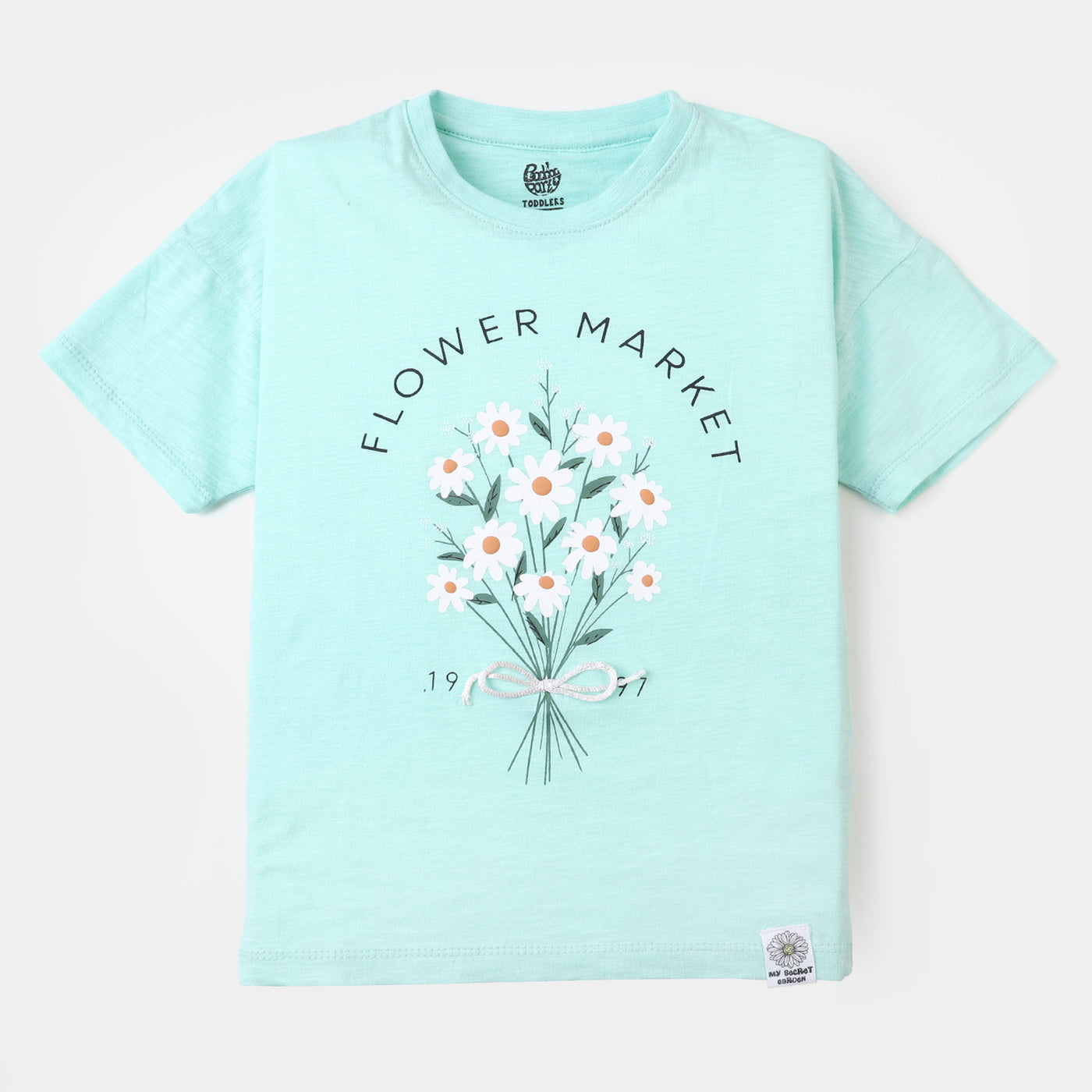 Girls Cotton T-Shirt  Flower Market - Honey Dew