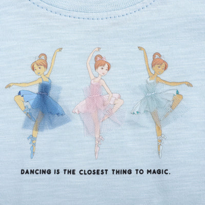 Infant Girls Cotton T-Shirt Ballet - Sky Blue