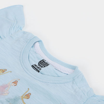 Infant Girls Cotton T-Shirt Ballet - Sky Blue