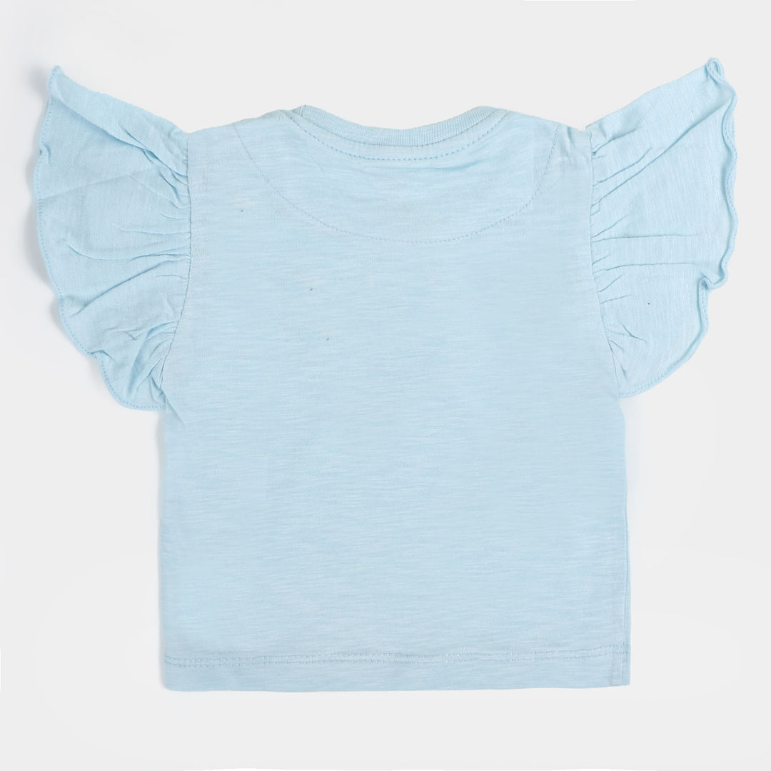 Infant Girls Cotton T-Shirt Ballet - Sky Blue