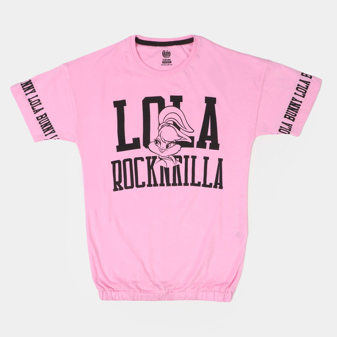 Girls Cotton T-Shirt Character - Light Pink