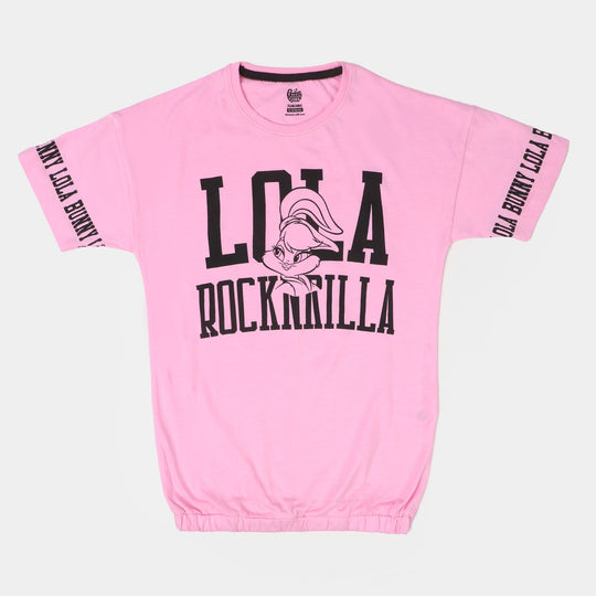 Girls Cotton T-Shirt Character - Light Pink