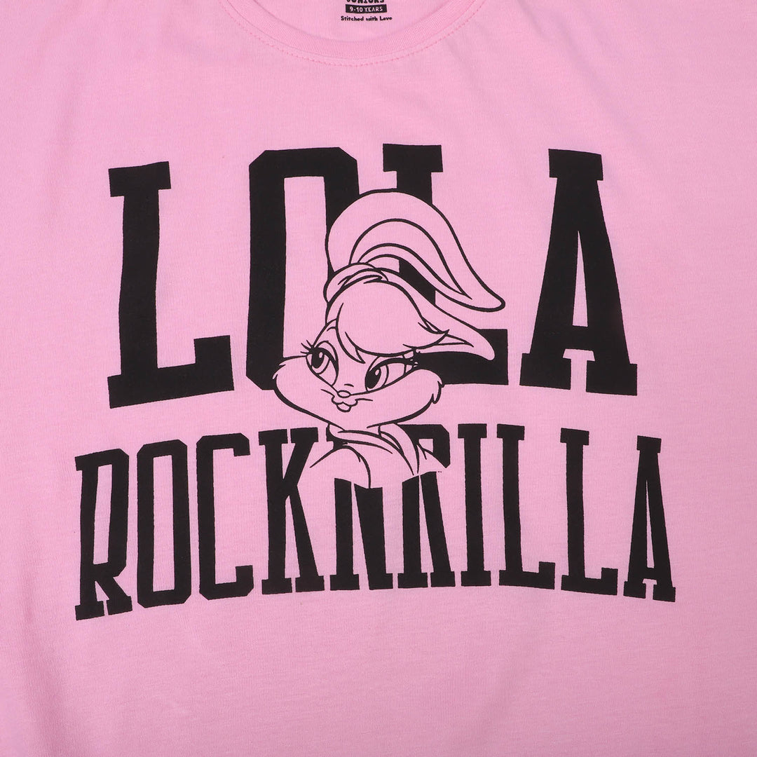 Girls Cotton T-Shirt Character - Light Pink