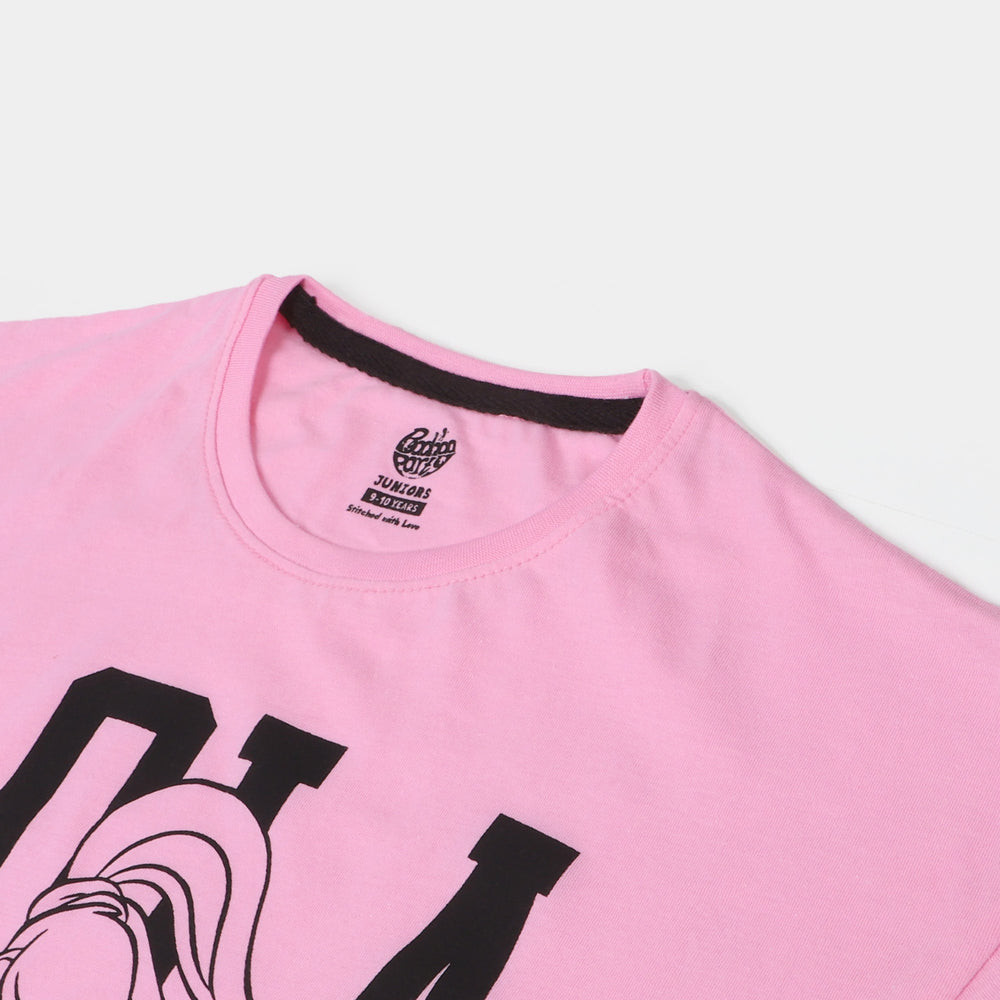 Girls Cotton T-Shirt Character - Light Pink