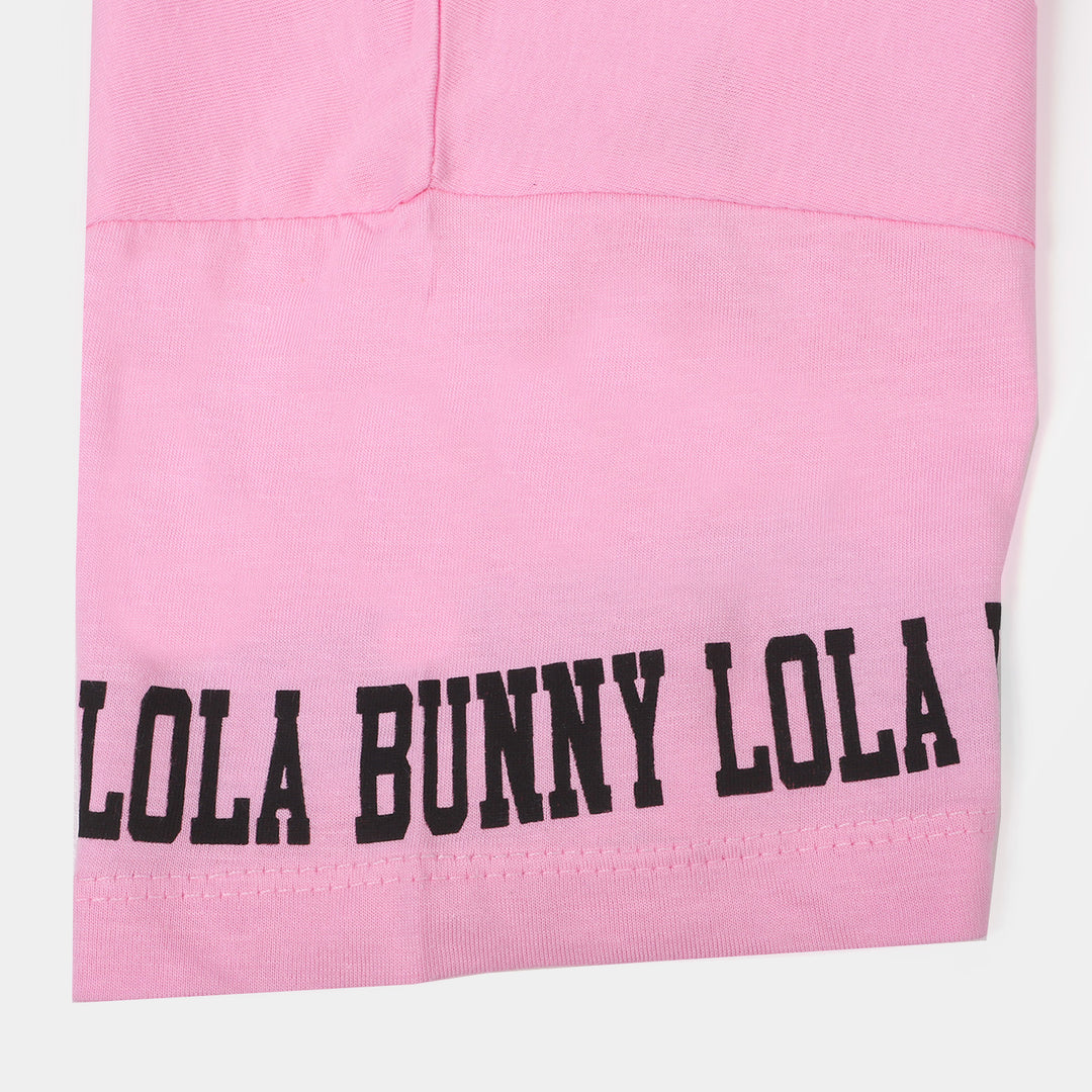 Girls Cotton T-Shirt Character - Light Pink