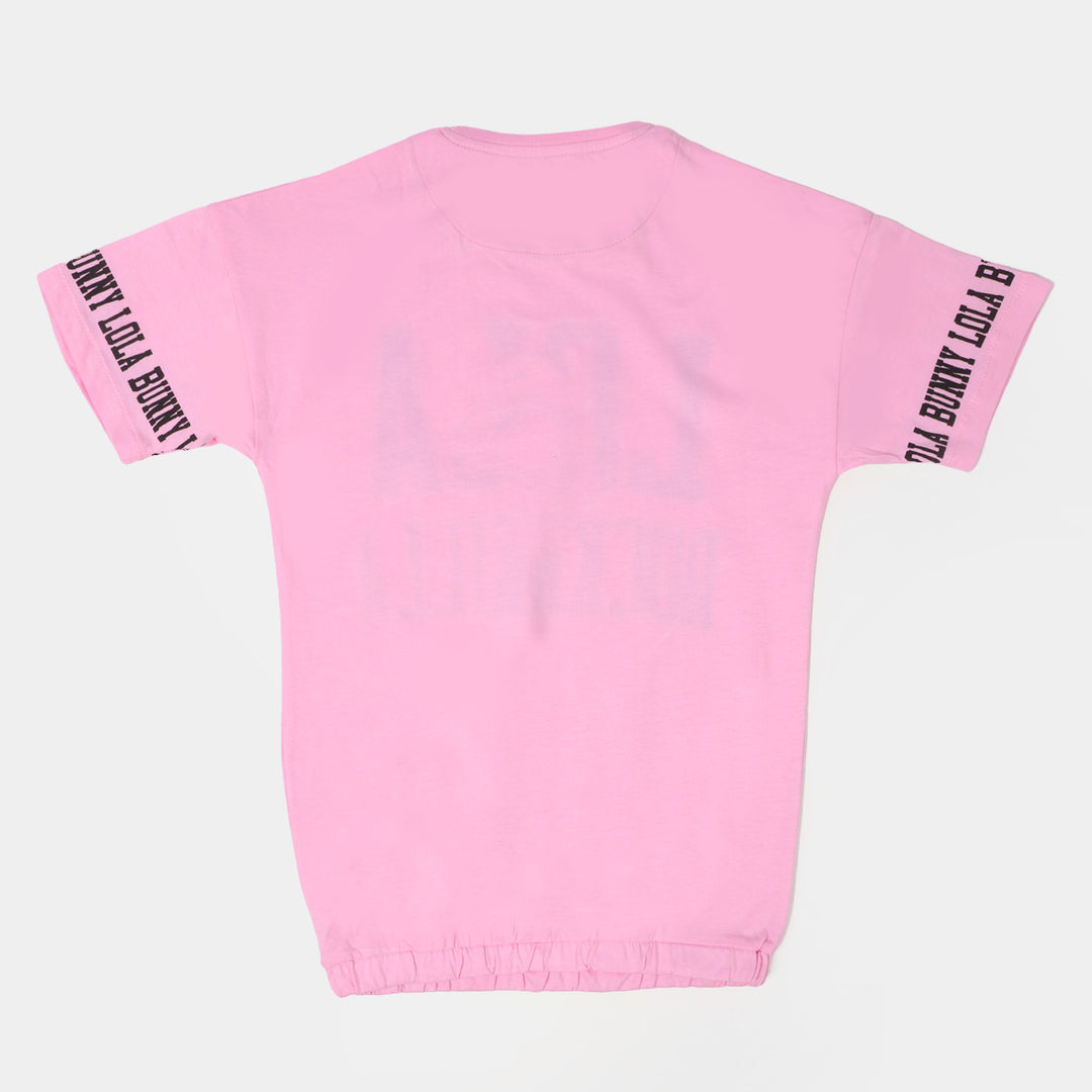 Girls Cotton T-Shirt Character - Light Pink