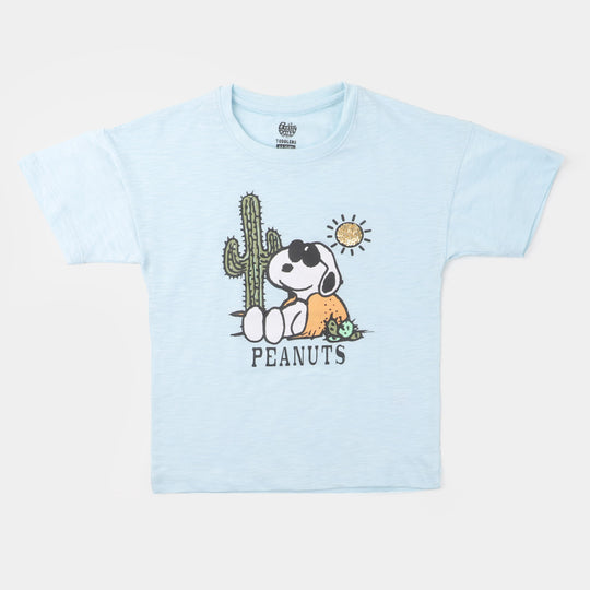 Girls Cotton T-Shirt Peanuts - Light Blue