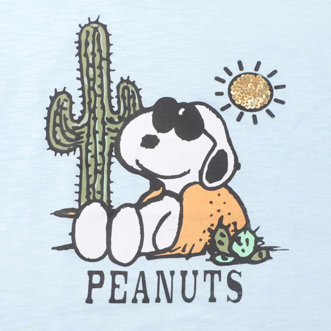 Girls Cotton T-Shirt Peanuts - Light Blue