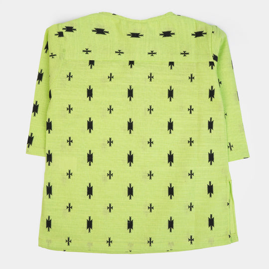 Infant Boys Printed Kurta | Sharp Green