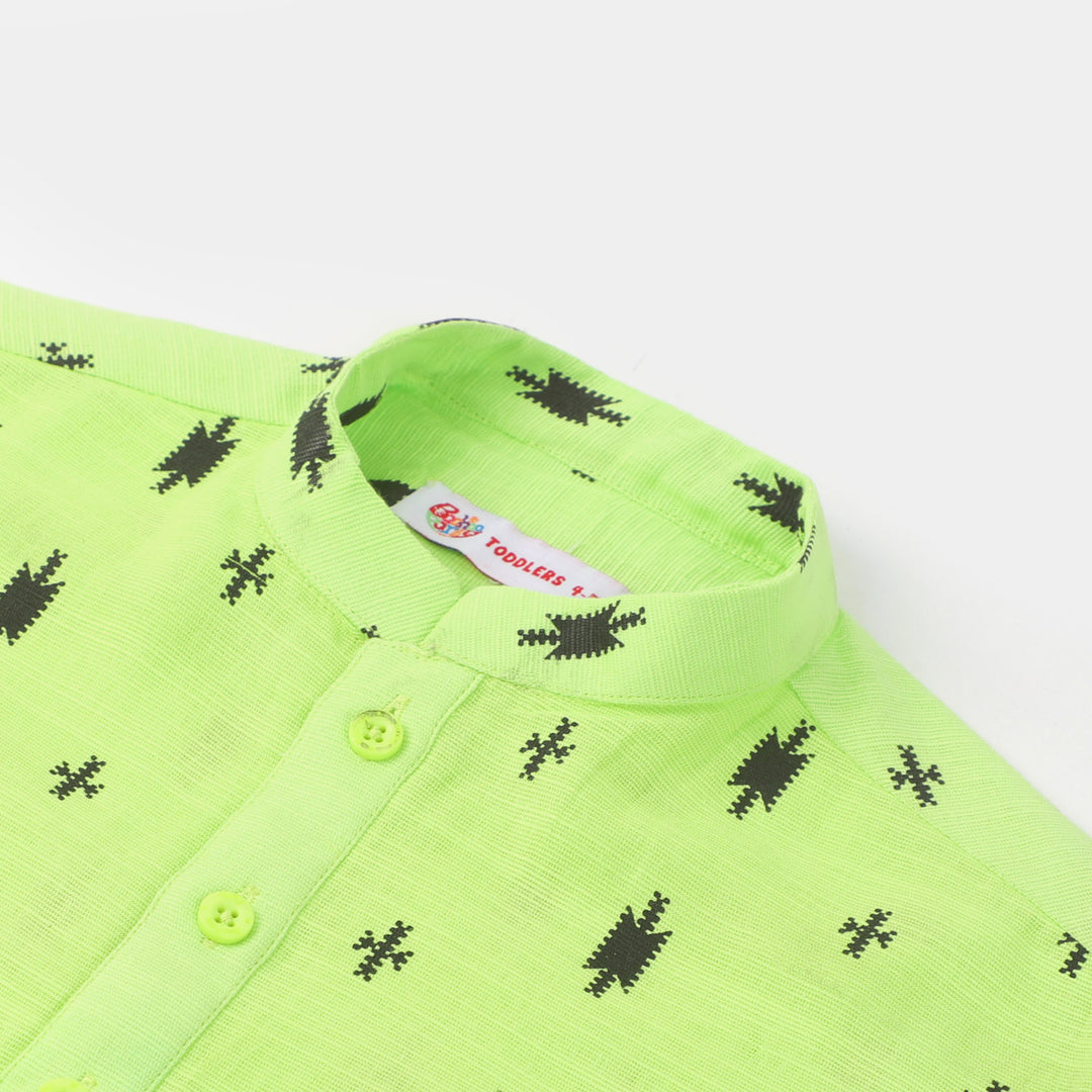 Boys Cotton Printed Kurta | Sharp Green