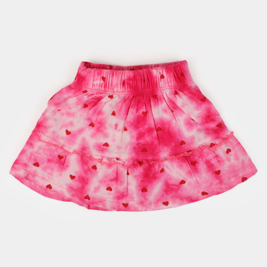 Infant Girls Cotton Casual Skirt Tie Dye Hearts - Hot Pink