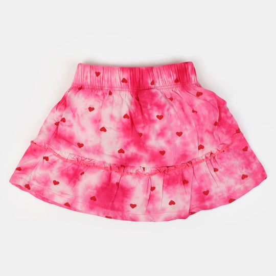 Infant Girls Cotton Casual Skirt Tie Dye Hearts - Hot Pink