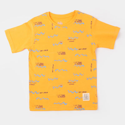 Boys Cotton T-Shirt Summer Wavy - Orange