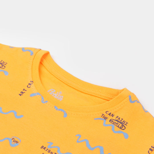 Boys Cotton T-Shirt Summer Wavy - Orange