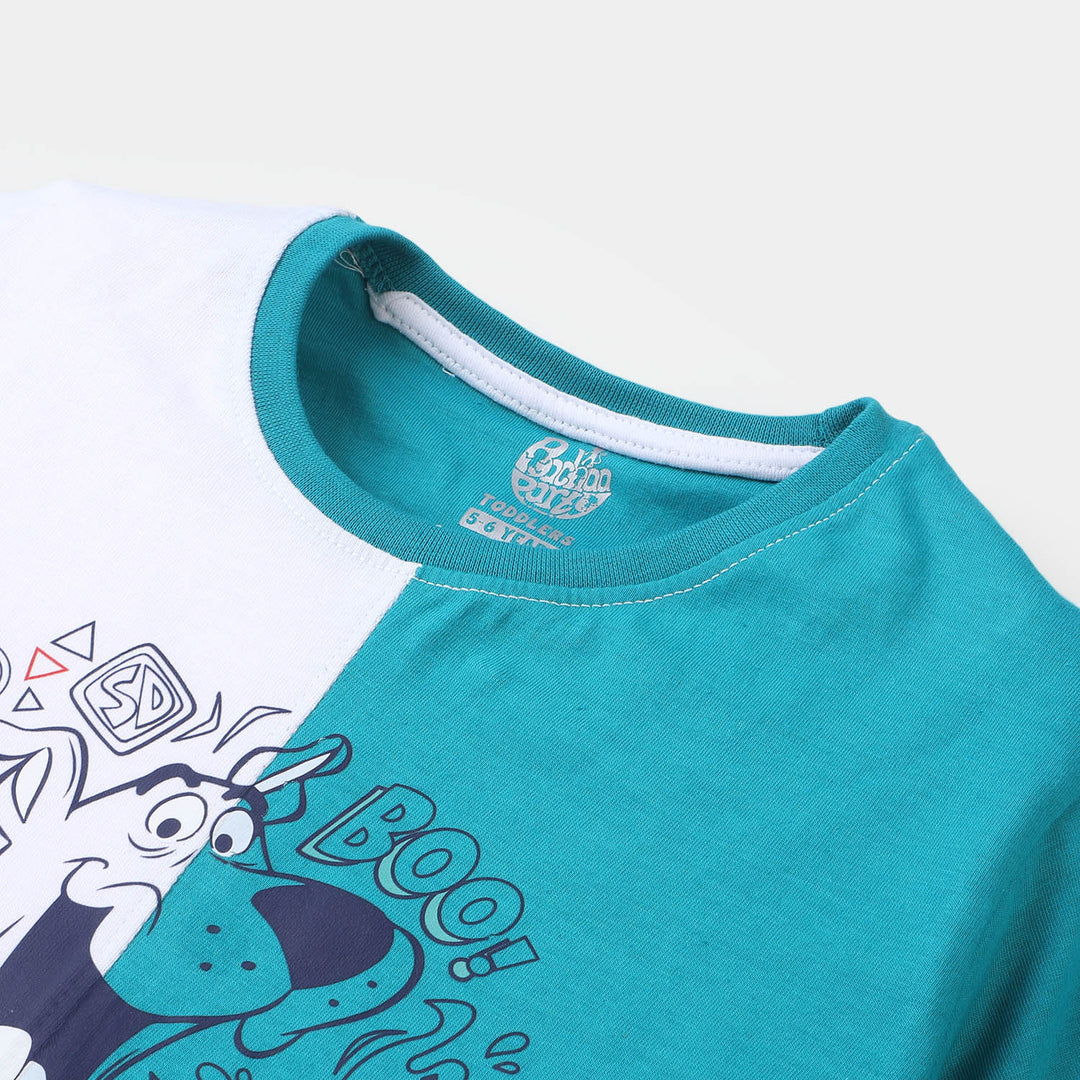 Boys Cotton T-Shirt  Character - Blue/White