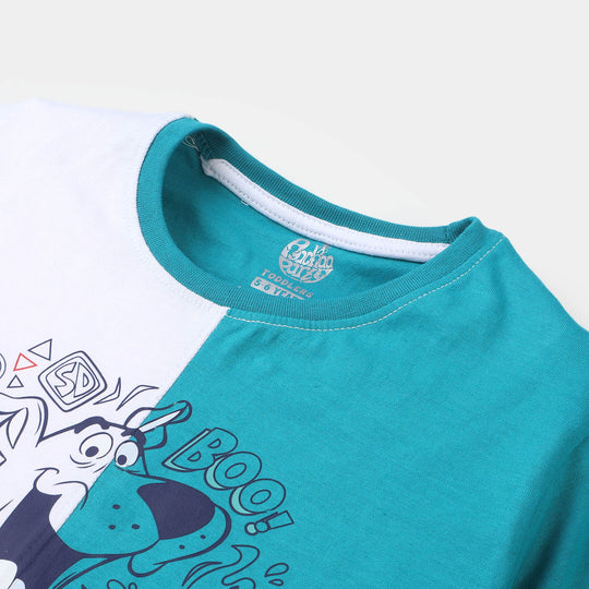 Boys Cotton T-Shirt  Character - Blue/White