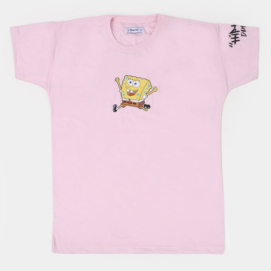 Teens Girls Cotton T-shirt Character - Light Pink