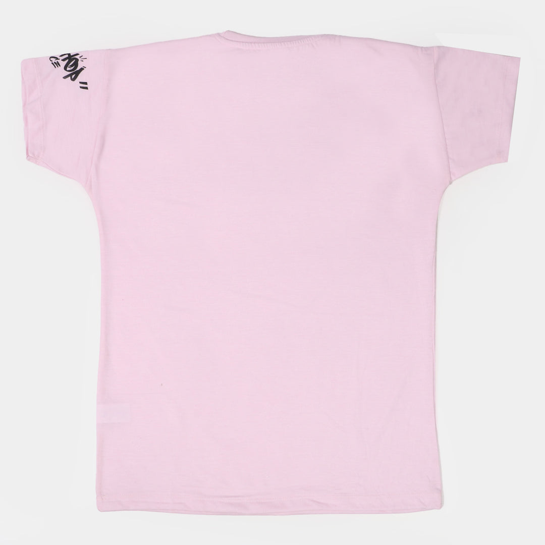 Teens Girls Cotton T-shirt Character - Light Pink