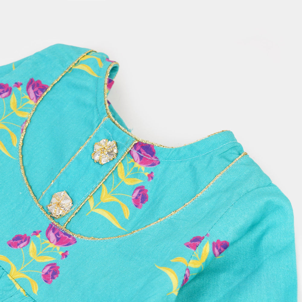 Infant Girls Digital Print 2PCs Suit Frizz