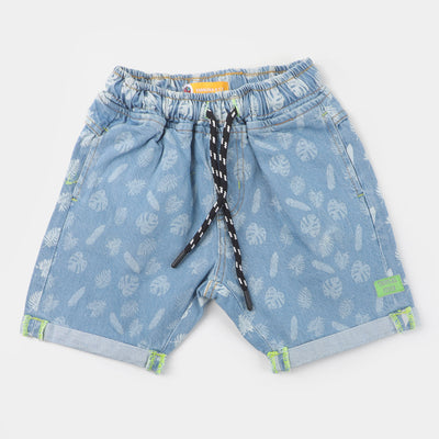 Boys Denim Short Tropical - Light Blue