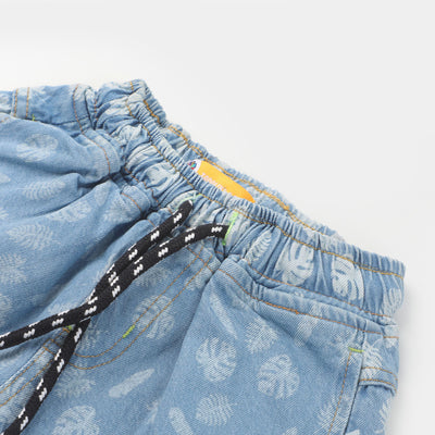 Boys Denim Short Tropical - Light Blue