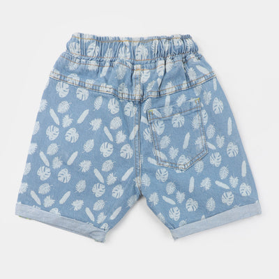 Boys Denim Short Tropical - Light Blue