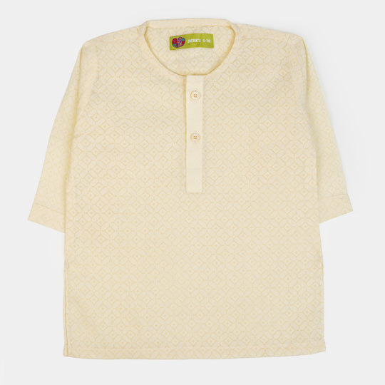 Infant Boys Cotton Basic Kurta Burn Out - Lime