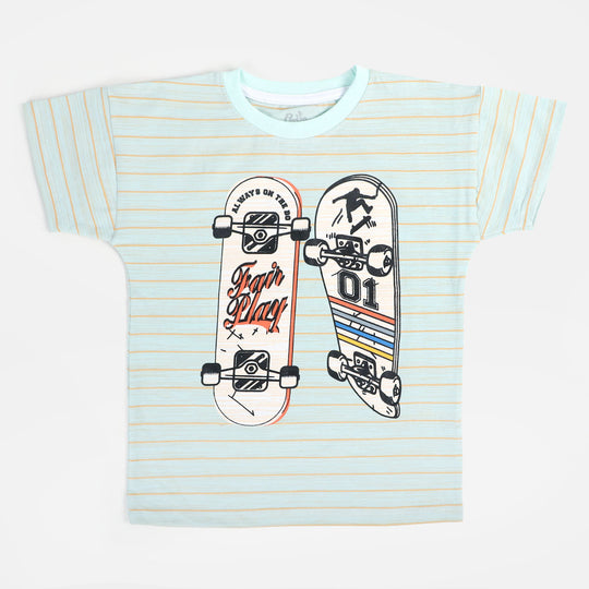 Boys Cotton T-Shirt Skates - Light Blue