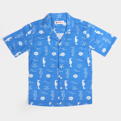 Boys Cotton Casual Shirt Sea Life - Blue