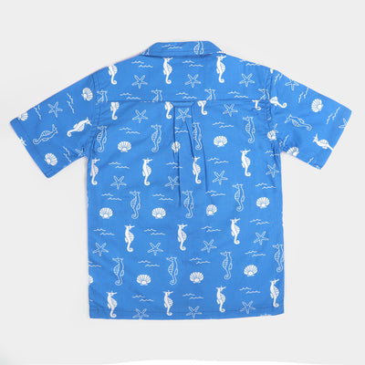 Boys Cotton Casual Shirt Sea Life - Blue