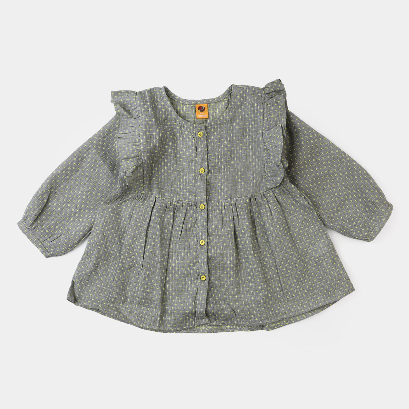 Girls Cotton Casual Top Flare - CHARCOAL