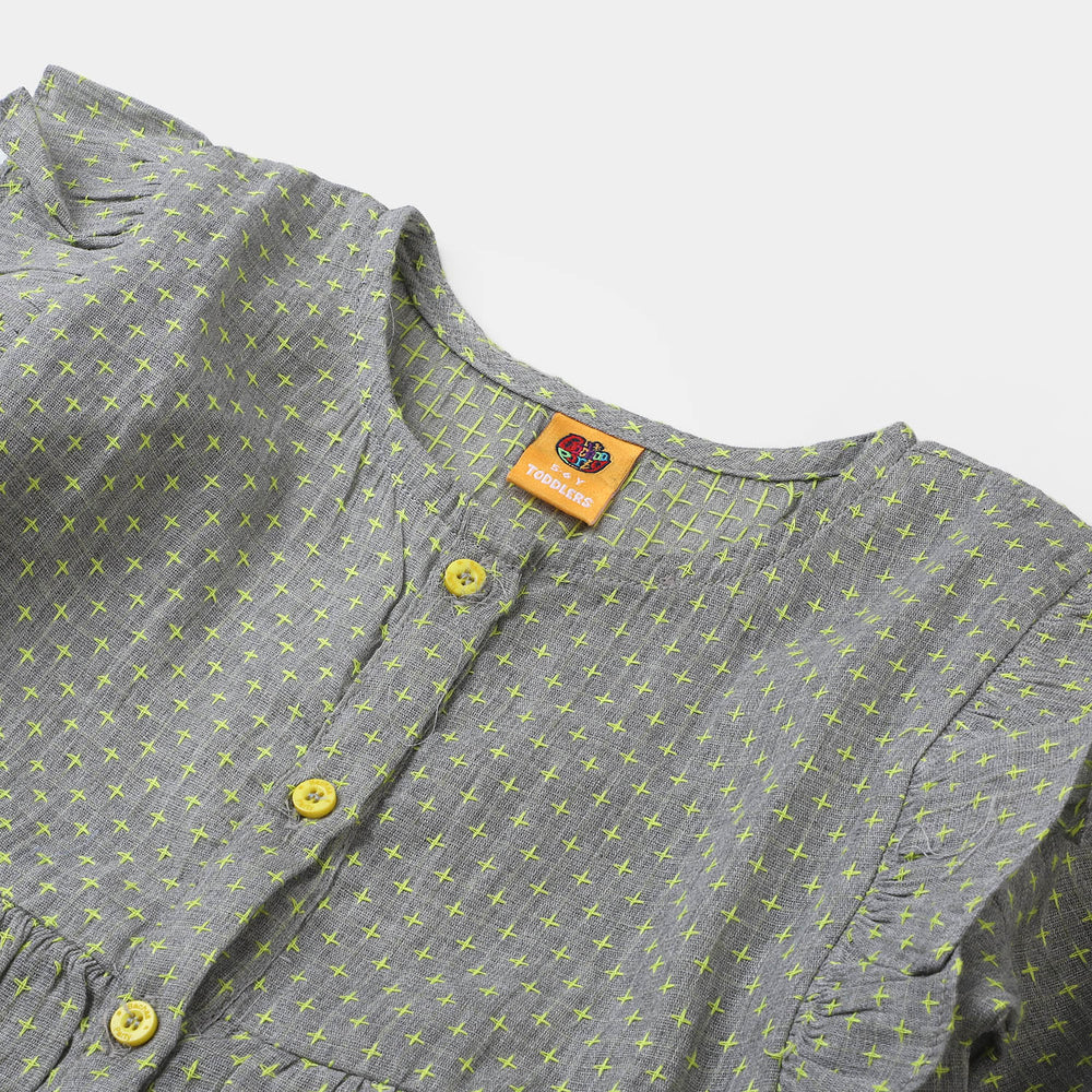 Girls Cotton Casual Top Flare - CHARCOAL