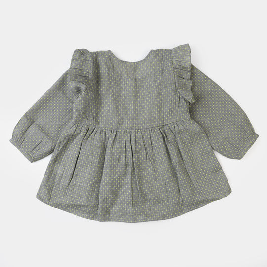 Girls Cotton Casual Top Flare - CHARCOAL