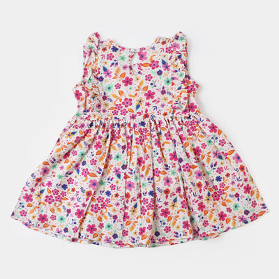 Girls Cotton Casual Frock - Multi