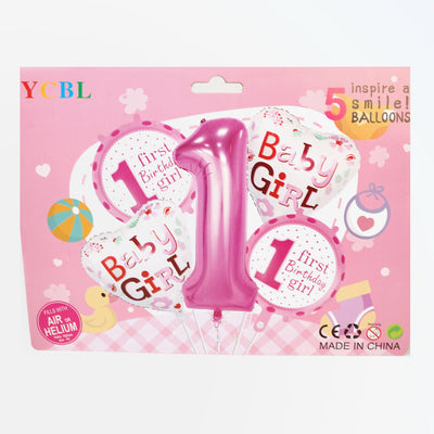 First Birthday Foil Balloon Set | 5PCs