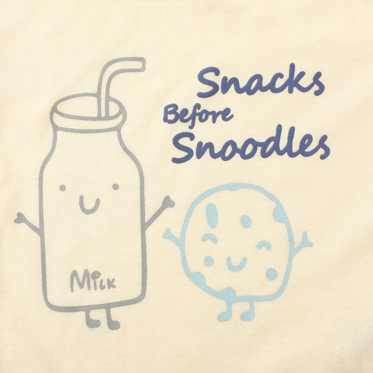 Infant Boys Cotton Night Suit Snacks - Cream