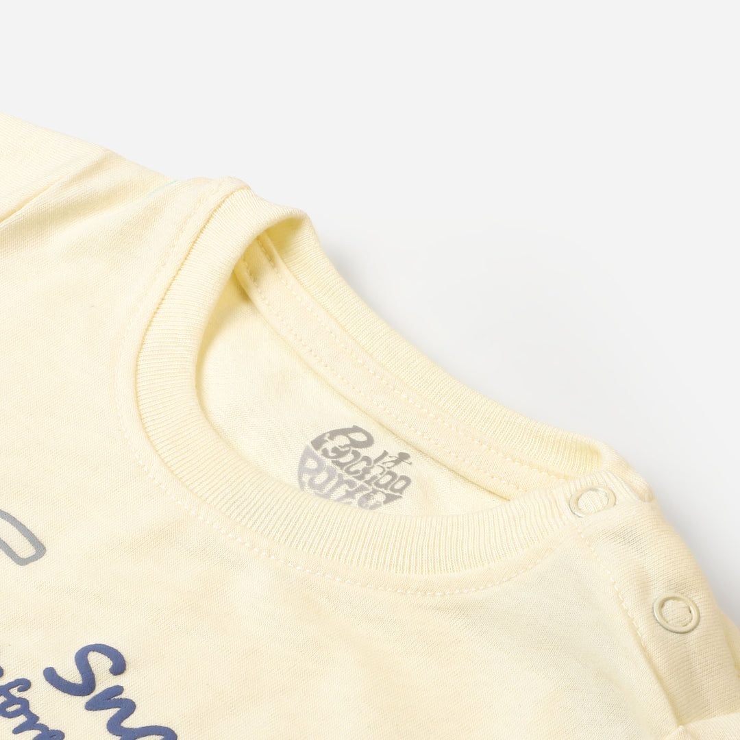 Infant Boys Cotton Night Suit Snacks - Cream