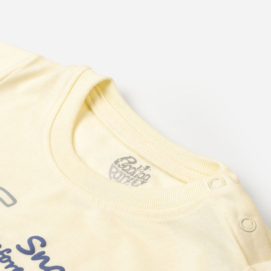 Infant Boys Cotton Night Suit Snacks - Cream