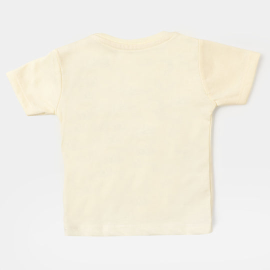Infant Boys Cotton Night Suit Snacks - Cream