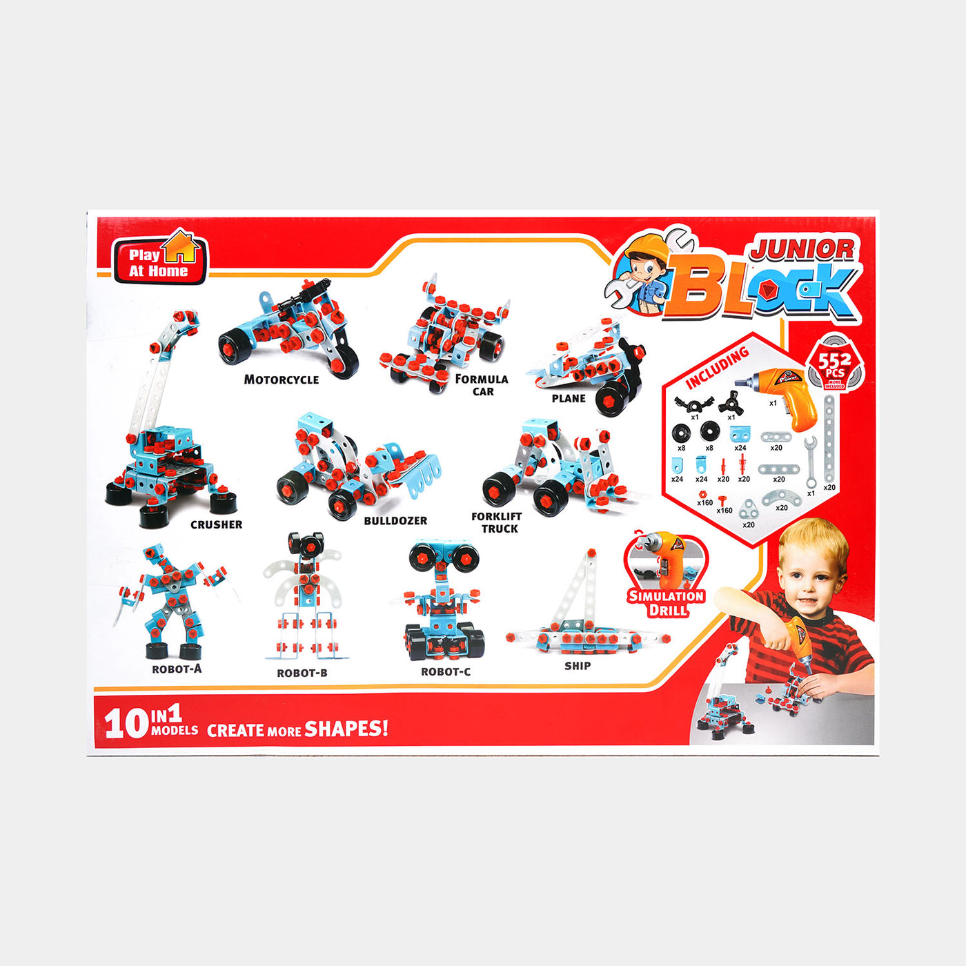 Junior Engineer Kids Construction Tool Kit with Battery Operated Drill | 552PCS