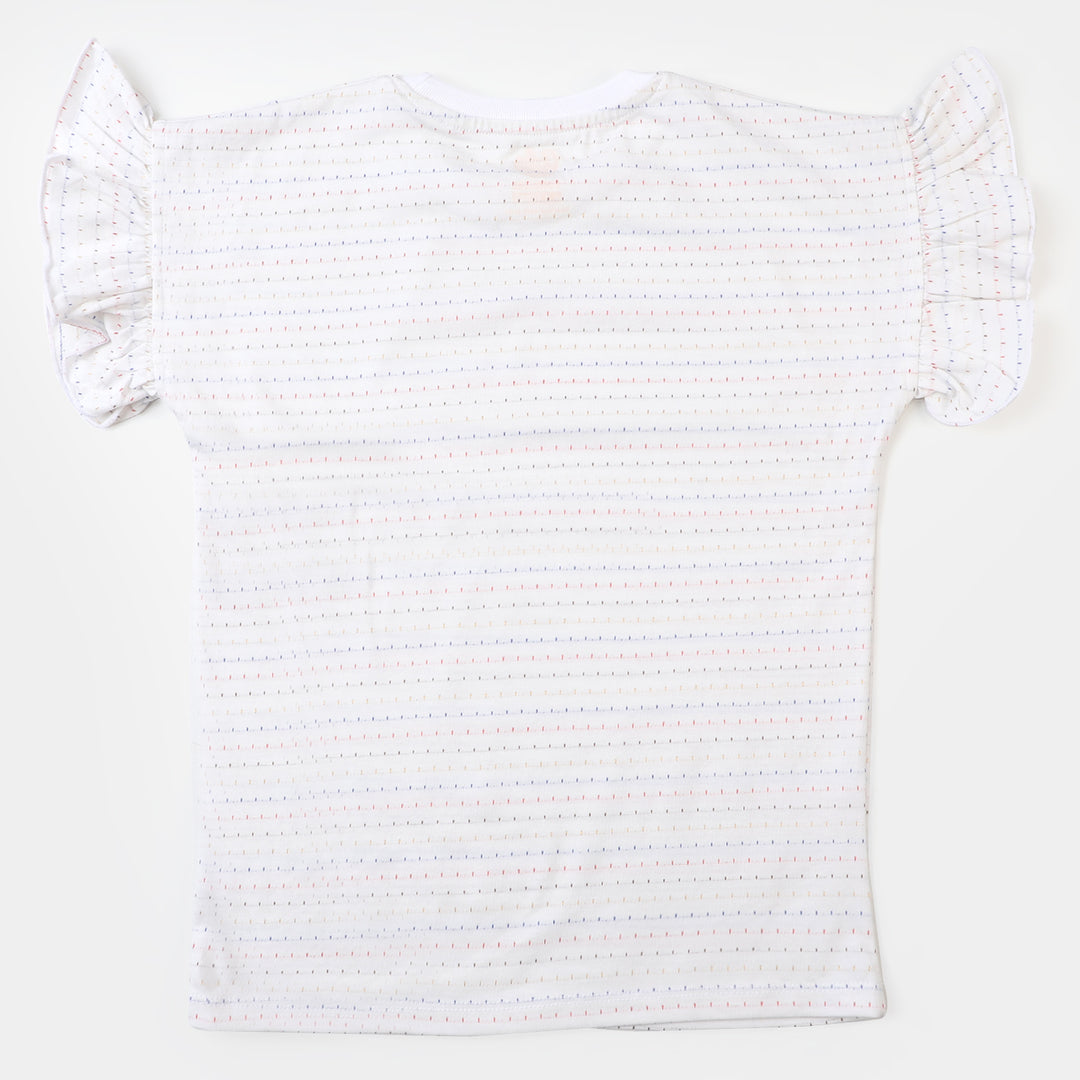 Girls Cotton T-Shirt Fancy - White